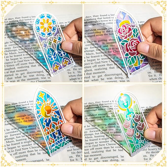 4 Pcs Stained Glass Window Metal Bookmark, Elegant Religious Christian Book - Image 3