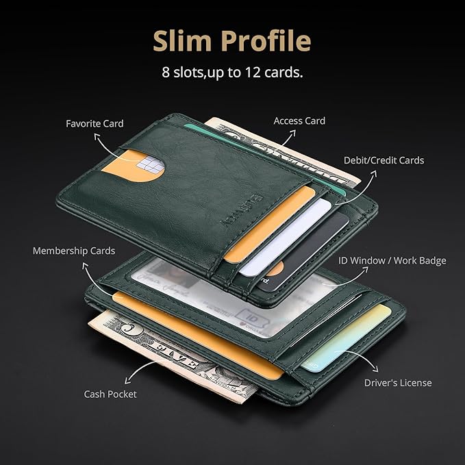 Buffway Slim Minimalist Front Pocket RFID Blocking Leather Wallets - Image 4