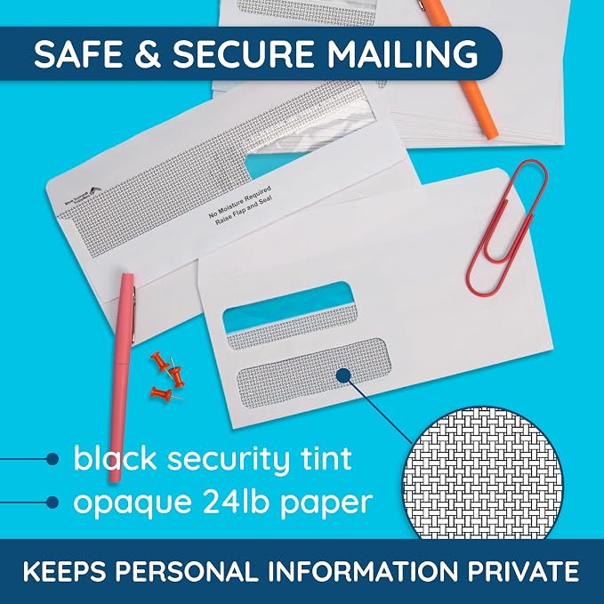 500 No. 9 Flip and Seal Double Window Security Envelopes - Image 5