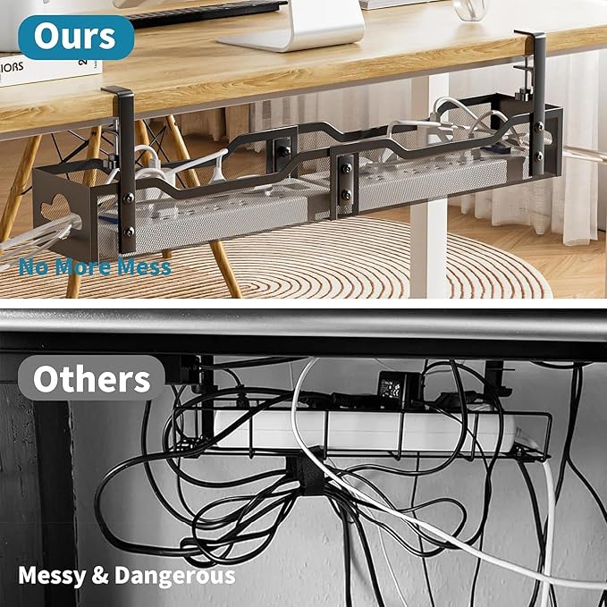 Under Desk Cable Management Tray 32'', Cable Management Under Desk No Drill - Image 6