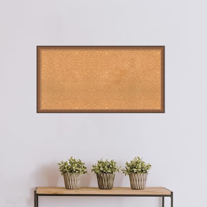 Amanti Art Natural Cork Board for Wall, 22x42 Vision Board with Bronze Frame, Large Corkboard Office Decor for Home Organization, Modern Corkboard Pinboard to Display Items for Home Organization in-DeskLoop Office