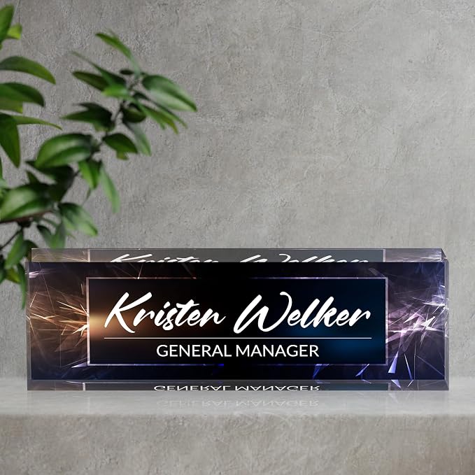 Personalized Desk Name Plate, Custom Acrylic Glass Name Plates - Image 5