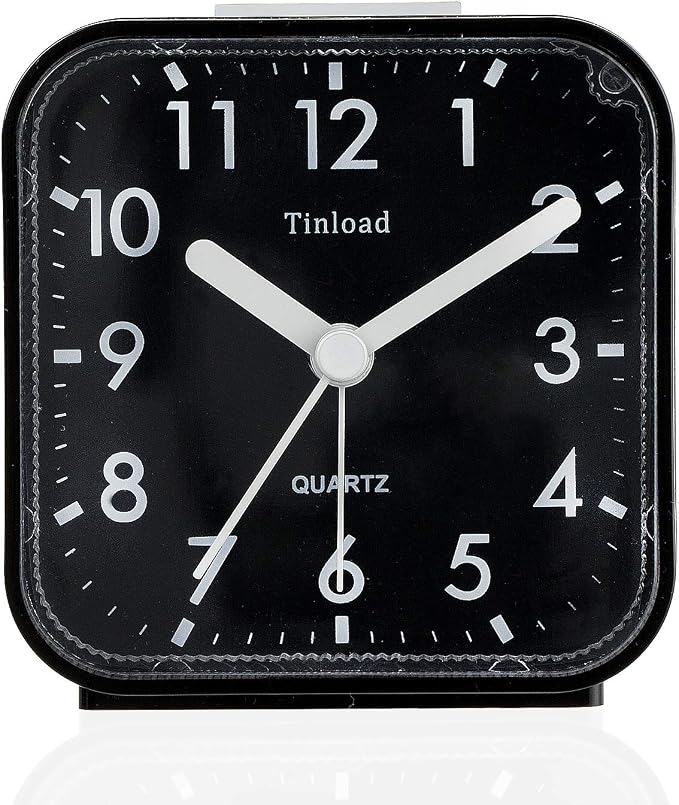 Tinload Small Battery Operated Analog Travel Alarm Clock Silent Non Ticking by Tinload