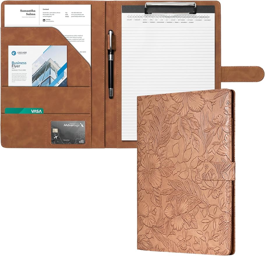 Clipboard Folder Padfolio, Mymazn Writing Portfolio Faux Leather Clipboards by Mymazn