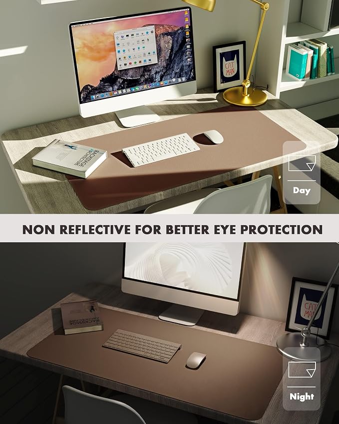 YSAGi Double-Sided Desk Pad, 35.4"x17"Leather Desk Mat, Eco Cork Desk Pad - Image 8