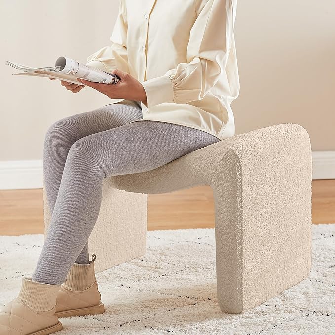 Large Footstool Ottoman, Multi-Functional Modern Foot Stool, Sofa Footrest Extra Seating for Living Room, Entryway, Hallways and Bedrooms, Large, Camel-DeskLoop Office