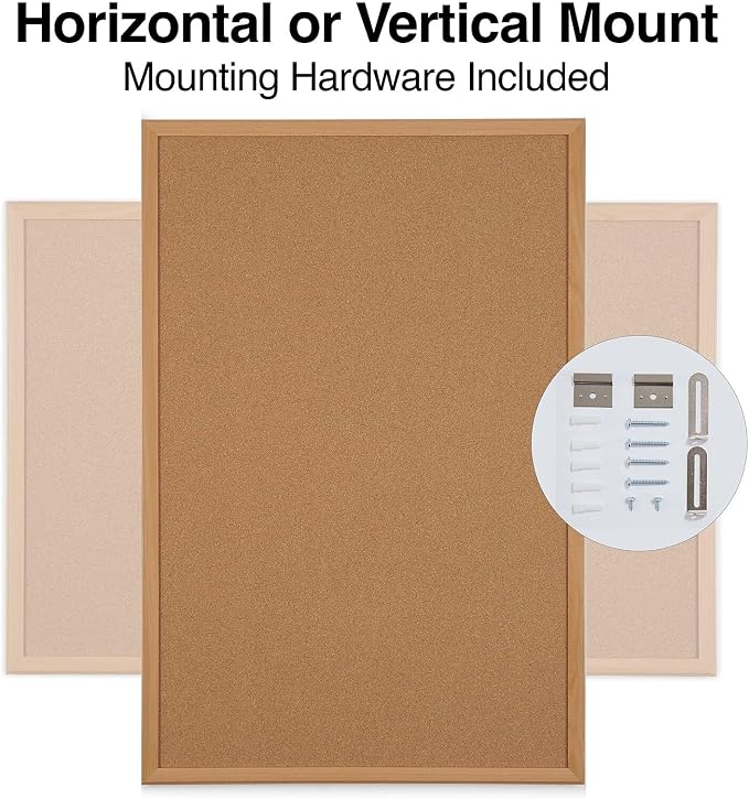 Staples Cork Bulletin Board, 3 x 2 Feet, Oak Frame, Vertical or Horizontal Mount - Image 4