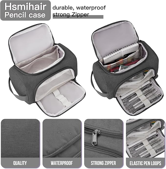 Large Pencil Pouch,Pencil Case Aesthetic,Zipper Pencil Box For Girls Back To School Supplies Emergency Bag Makeup Bag (Grey)-DeskLoop Office
