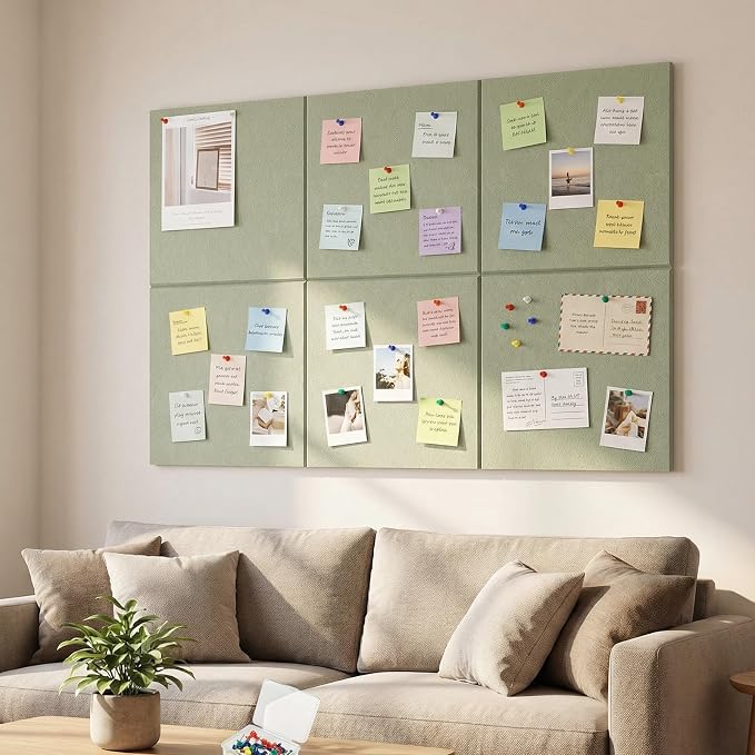 Thboxes Large Cork Board 36" x 24", 6 Pack Felt Wall Tiles - Image 2