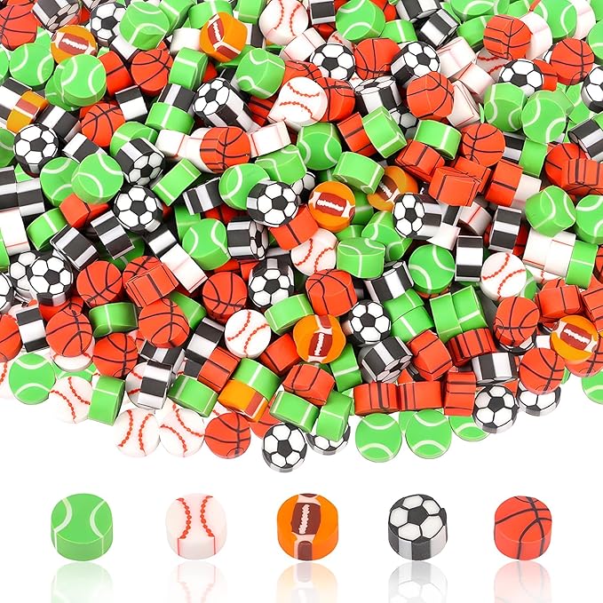 FOIMAS 300pcs Mini Erasers, Sport Balls Pencil Eraser Football Baseball Soccer by FOIMAS