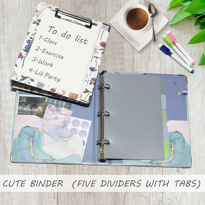 A5 Binder 3 Ring 1 Inch for 5.5"x8.5" Paper, Mini Three Ring Binders - Image 3