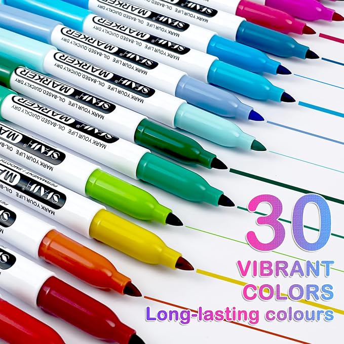 SFAIH 30 Colors Permanent Markers - Image 3