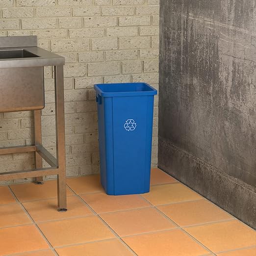 23 Gallon Blue Square Commercial Trash Can-DeskLoop Office