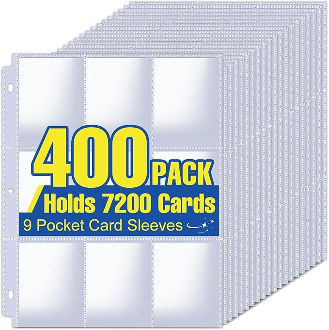 400 Pack Card Sleeves Binder Sheets, 9 Pocket Card Sleeves by Zenowick