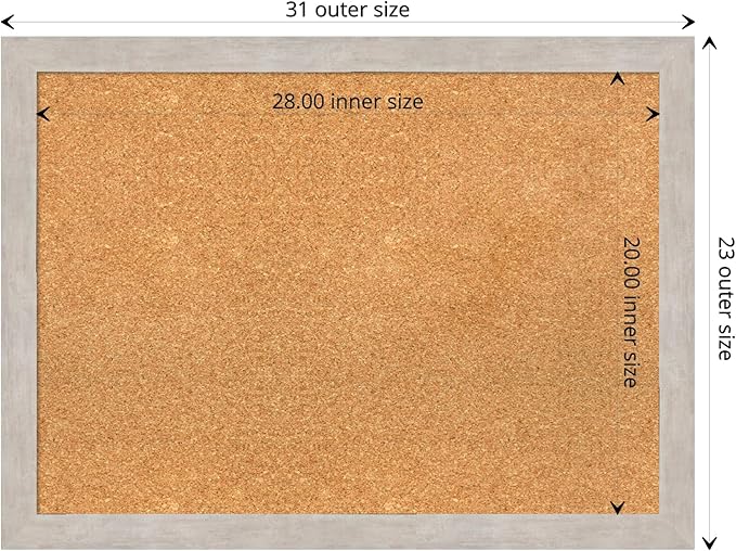 Amanti Art Natural Cork Board for Wall, 23x31 Vision Board with Silver Wood Frame, Medium Corkboard Office Decor for Home Organization, Casual Corkboard Pinboard to display items for home organization-DeskLoop Office