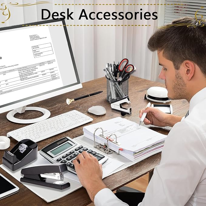 Office Supplies, Desk Accessories, Stapler and Tape Dispenser Set - Image 7
