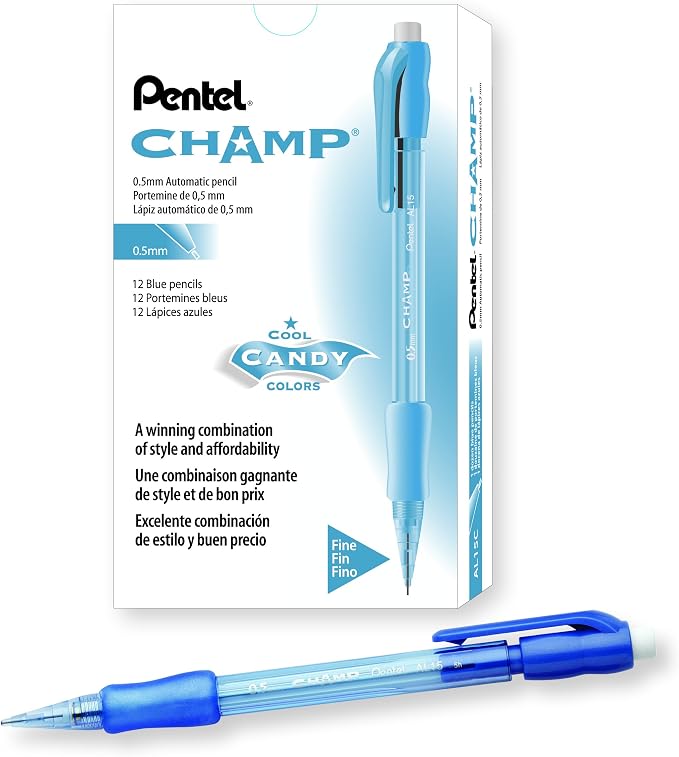Pentel Champ Pencil, Automatic Pencil, 0.5mm Lead Size, Box of 12 - Image 2