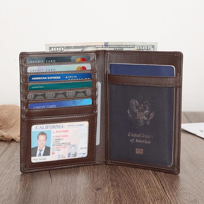 Polare Luxury RFID Blocking Leather Passport Holder Travel Wallet - Image 2