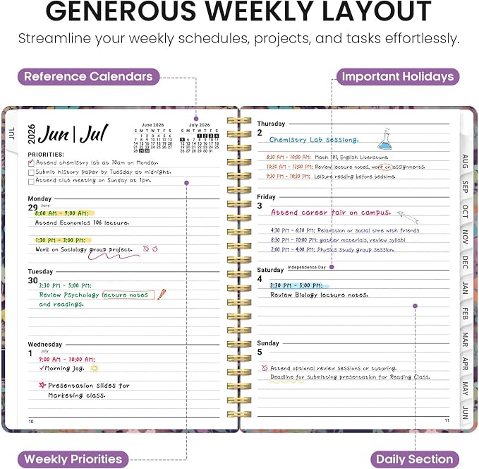 Planner 2026-2027, Academic Year Weekly and Monthly Calender Planner, from Jul - Image 3