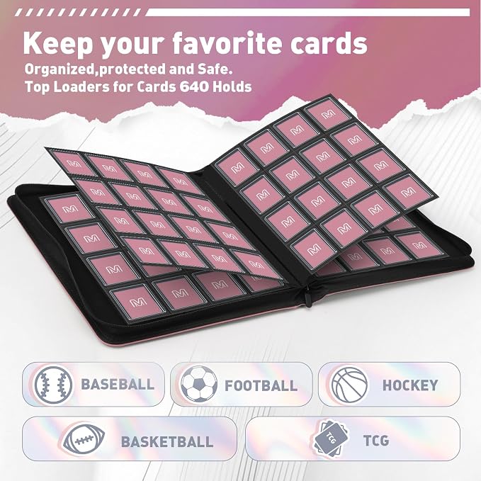 16 Pocket Toploader Binder, Holds 640 Top Loaders, Top Loader Binder - Image 2