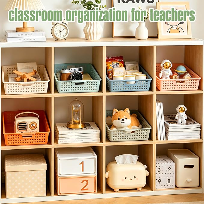 6 Pieces Plastic Turn in Bins for Classroom, Colorful Classroom Baskets - Image 6