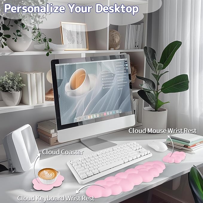 Sushret Cloud Wrist Rest Keyboard, Cloud Keyboard Wrist Pad Set - Image 2