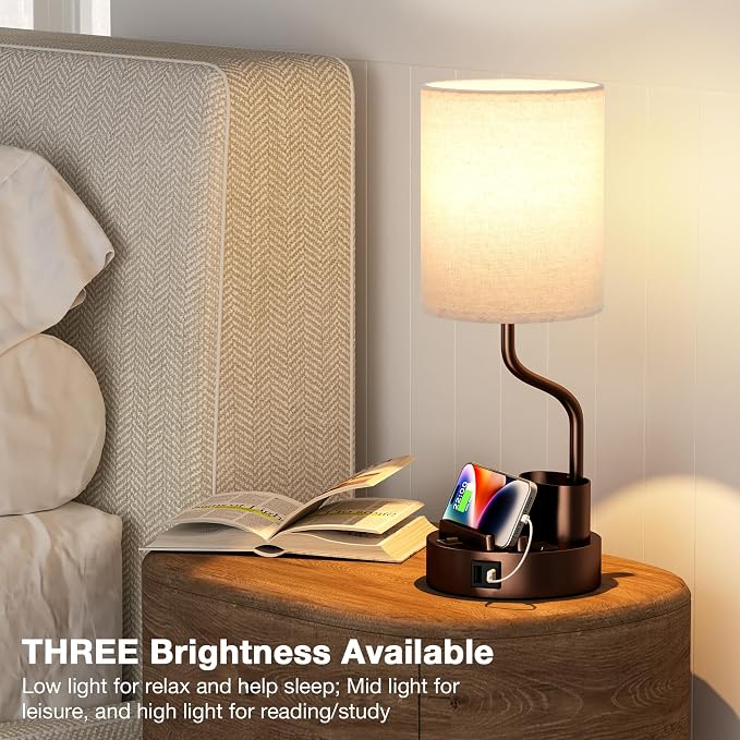 Blue Bedside Table Lamps Set of 2, Nightstand Lights - Image 4