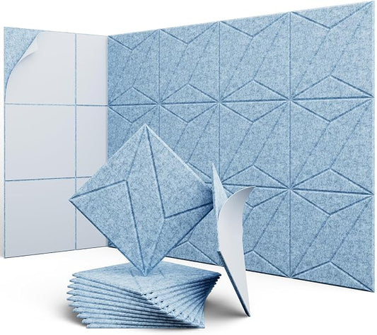 UNECHO 12 Pack 12" X 12" X 0.4" Acoustic Panels by UNECHOACOUSTIC