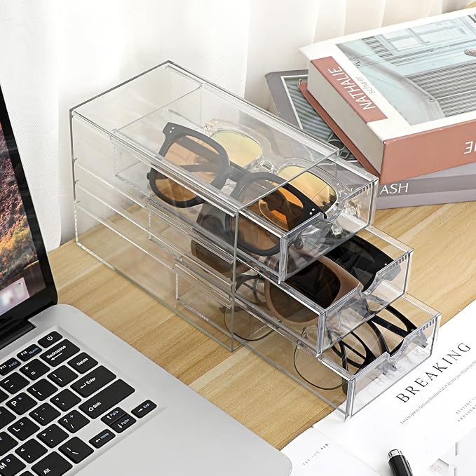 Hipiwe 3 Drawers Acrylic Drawer Organizer Clear Desktop Organizer - Image 8