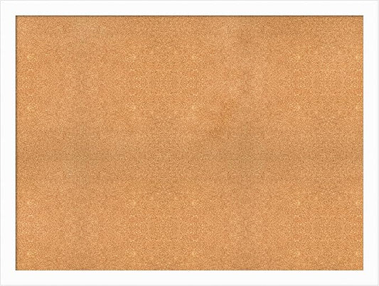 Amanti Art Natural Cork Board for Wall, 37x49 Vision Board with White Frame, Oversize Corkboard Office Decor for Home Organization, Casual Corkboard Pinboard to Display Items for Home Organization in-DeskLoop Office