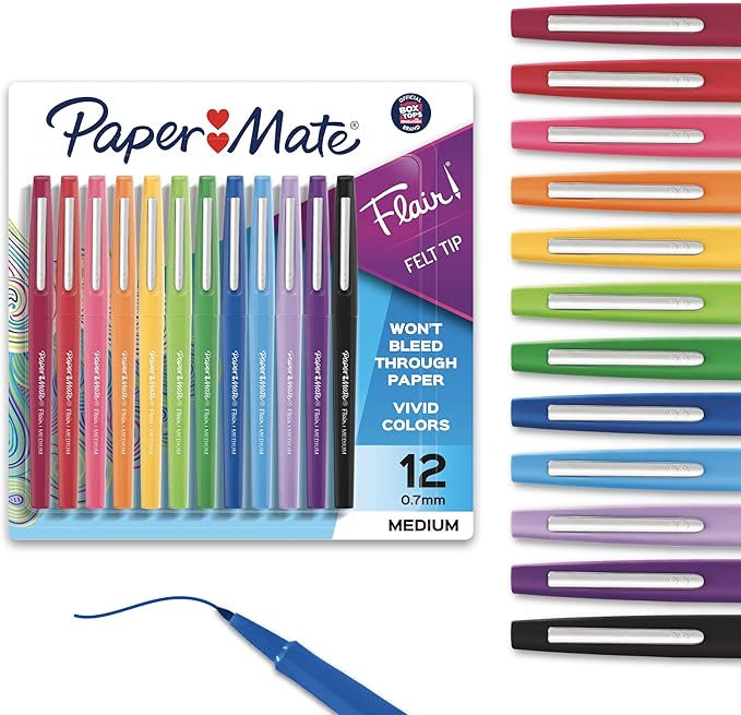 Paper Mate Flair Felt Tip Pens, Medium Point, Note-Taking, Journaling, School by Unknown