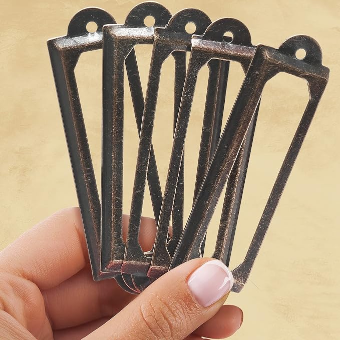 60 Pcs Antique Label Holder, 2.3 Inch, Office File Cabinet Shelves Drawer - Image 3