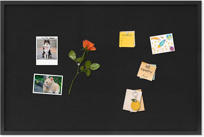 DAHAPYBOO Cork Board with Linen Black, Bulletin Board 36"x24" | Corkboards by DAHAPYBOO