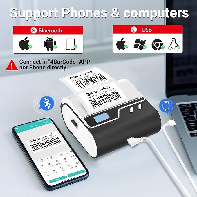 ORGBRO Z3 Label Maker Machine with Tape, 3 Inch Bluetooth Thermal Label Printer, Portable Sticker Printer for Small Business, Office, Home Organization, Barcode, Address, Compatible with Phones & PC-DeskLoop Office