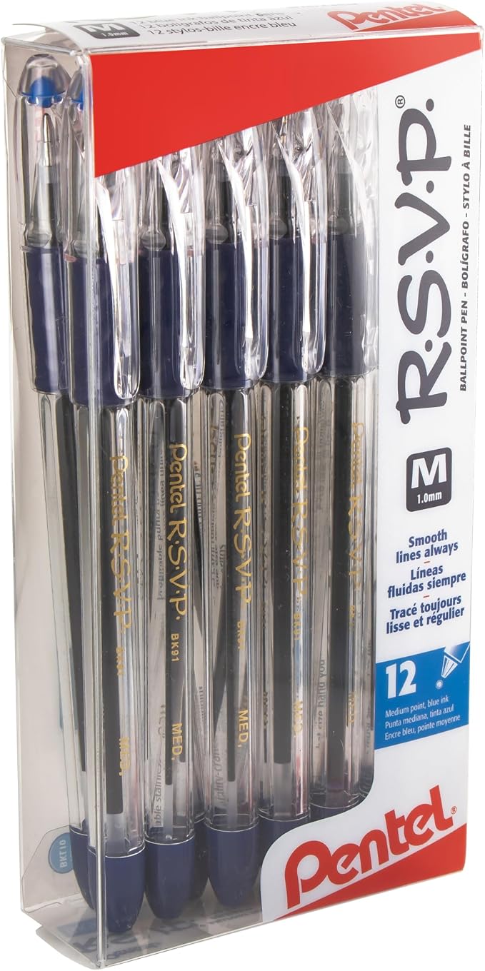 Pentel RSVP Ballpoint Pen, Medium Line, 12 Pack by PentelofAmerica