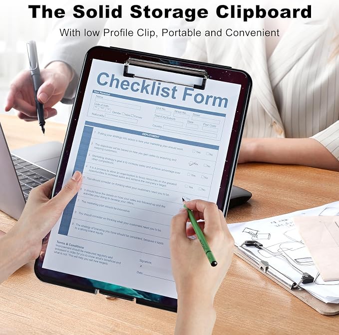 Clipboard with Storage, Plastic Storage Clipboard with Low Profile Clip - Image 4