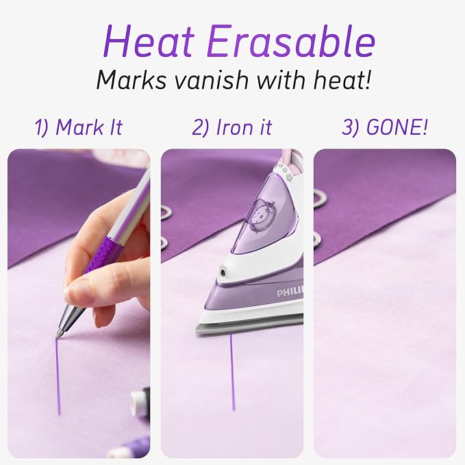 Lange & König 4x Tailors Chalk + Heat Erasable Fabric Marking Pens - Image 2