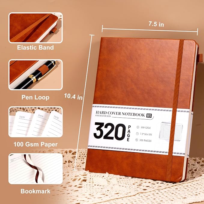 CAGIE Journal Notebook for Men Women Brown- B5 Large Journaling Notebooks - Image 3