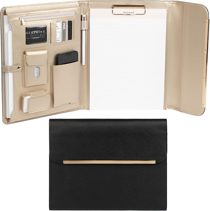 BLU MONACO | Black Vegan Leather Portfolio Binder by Blu_Monaco