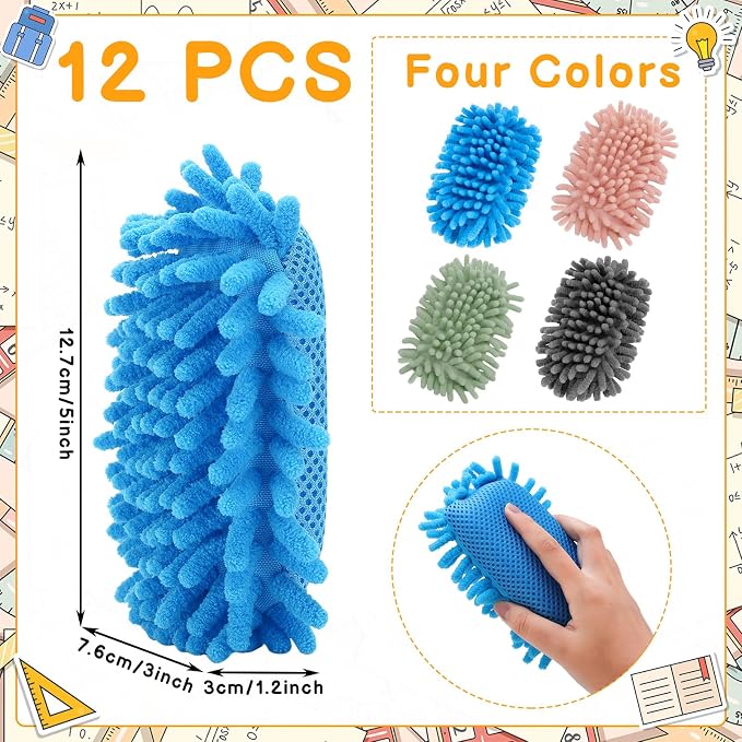 Jspupifip 12 Pcs Dry Erase Shag Eraser Microfiber Shag Whiteboard Eraser - Image 2