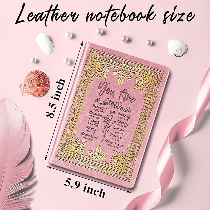 Pink A5 Lined Leather Journal Notebook,Inspirational Christian Gifts Hardcover Executive Notebooks for Men Women,200 Pages 100 Gsm Thick Ruled Paper Daily Diary for School,Family ,Friends,Work (You Beautiful Pink)-DeskLoop Office
