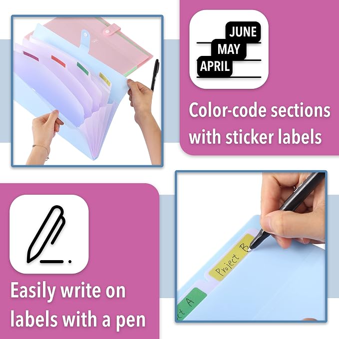 Mr. Pen Expanding File Folder, 2 Pack, 5 Pocket, Accordion Folder - Image 5