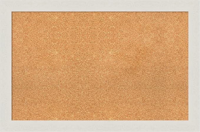 Amanti Art Natural Cork Board for Wall, 23x35 Vision Board with White Frame, Large Corkboard Office Decor for Home Organization, Country Rustic Corkboard Pinboard to Display Items for Home-DeskLoop Office