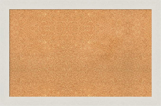 Amanti Art Natural Cork Board for Wall, 23x35 Vision Board with White Frame, Large Corkboard Office Decor for Home Organization, Country Rustic Corkboard Pinboard to Display Items for Home-DeskLoop Office