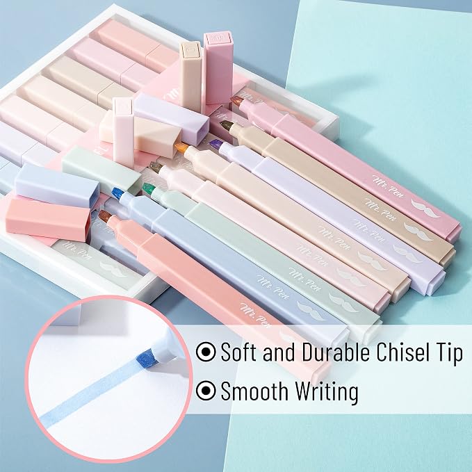 Mr. Pen- Aesthetic Highlighters No Bleed, 8 Pack, Muted Pastel Color | Chisel - Image 4