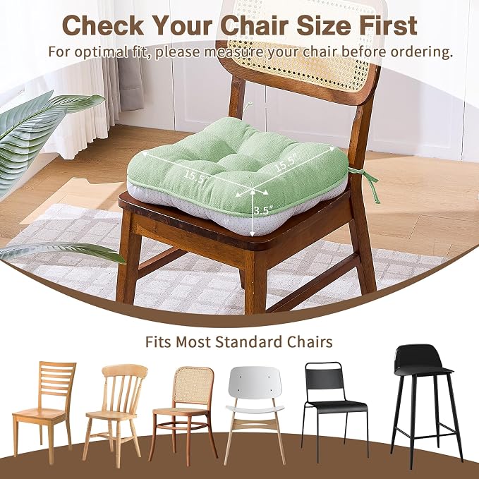 BETU Chair Cushions for Dining Chairs Set of 2, 3.5" Thick Kitchen Table Chair - Image 4
