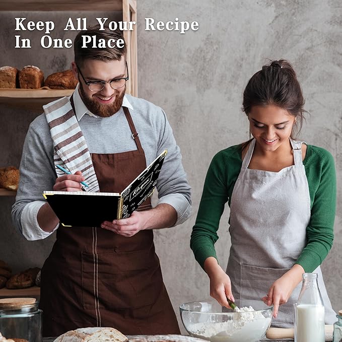 GOLDPEI Blank Recipe Book to Write in Your Own Recipes, Blank Cookbook with 175 Pages for Family Cooking Lover, Recipe Notebook with Tab Sticker Sheets, Recipe Journal, Hardcover, 7.5" x 9.5"-DeskLoop Office