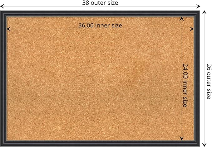 Amanti Art Natural Cork Board for Wall, 26x38 Vision Board with Black Wood Frame, Large Corkboard Office Decor for Home Organization, Traditional Corkboard Pinboard to display items for home-DeskLoop Office