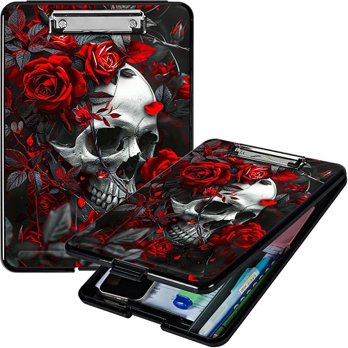 Red Rose Skull A4 Clipboard by Unknown