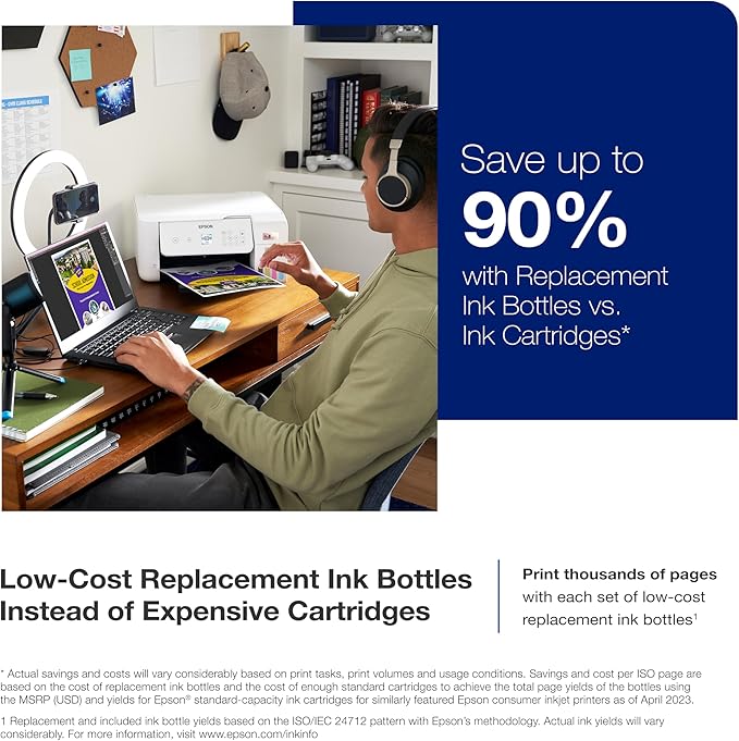 Epson EcoTank ET-2800 Wireless Color All-in-One Cartridge-Free Supertank Printer & 522 EcoTank Ink Ultra-high Capacity Bottle Black (T522120-S)-DeskLoop Office